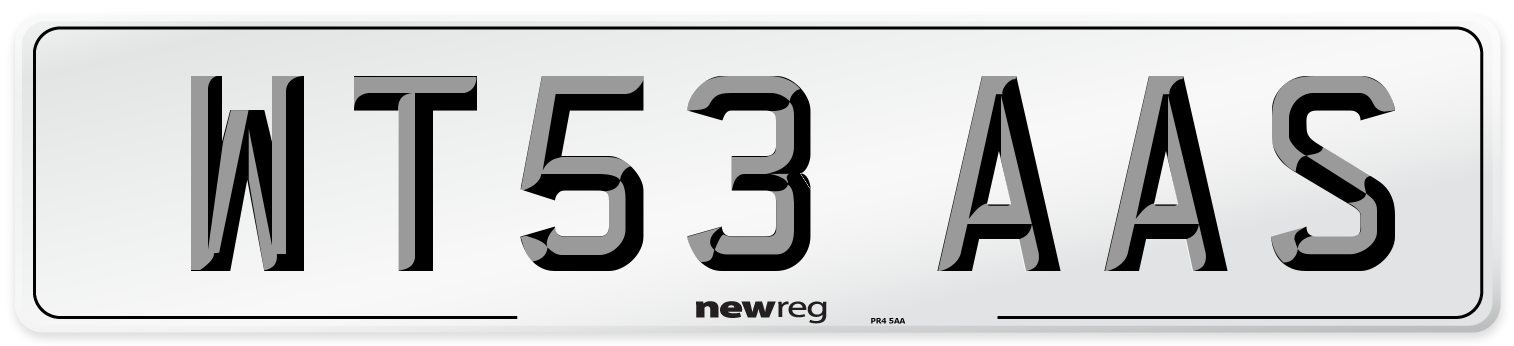 WT53 AAS Number Plate from New Reg